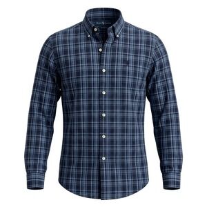 Ralph Lauren Mens Blue Plaid Custom Fit Button Down Shirt Long Sleeve Size S